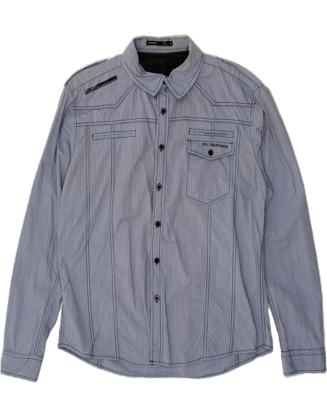 JACK & JONES Mens Slim Fit Shirt XL Blue Striped Vintage Jack & Jones and Second-Hand Jack & Jones from Messina Hembry 