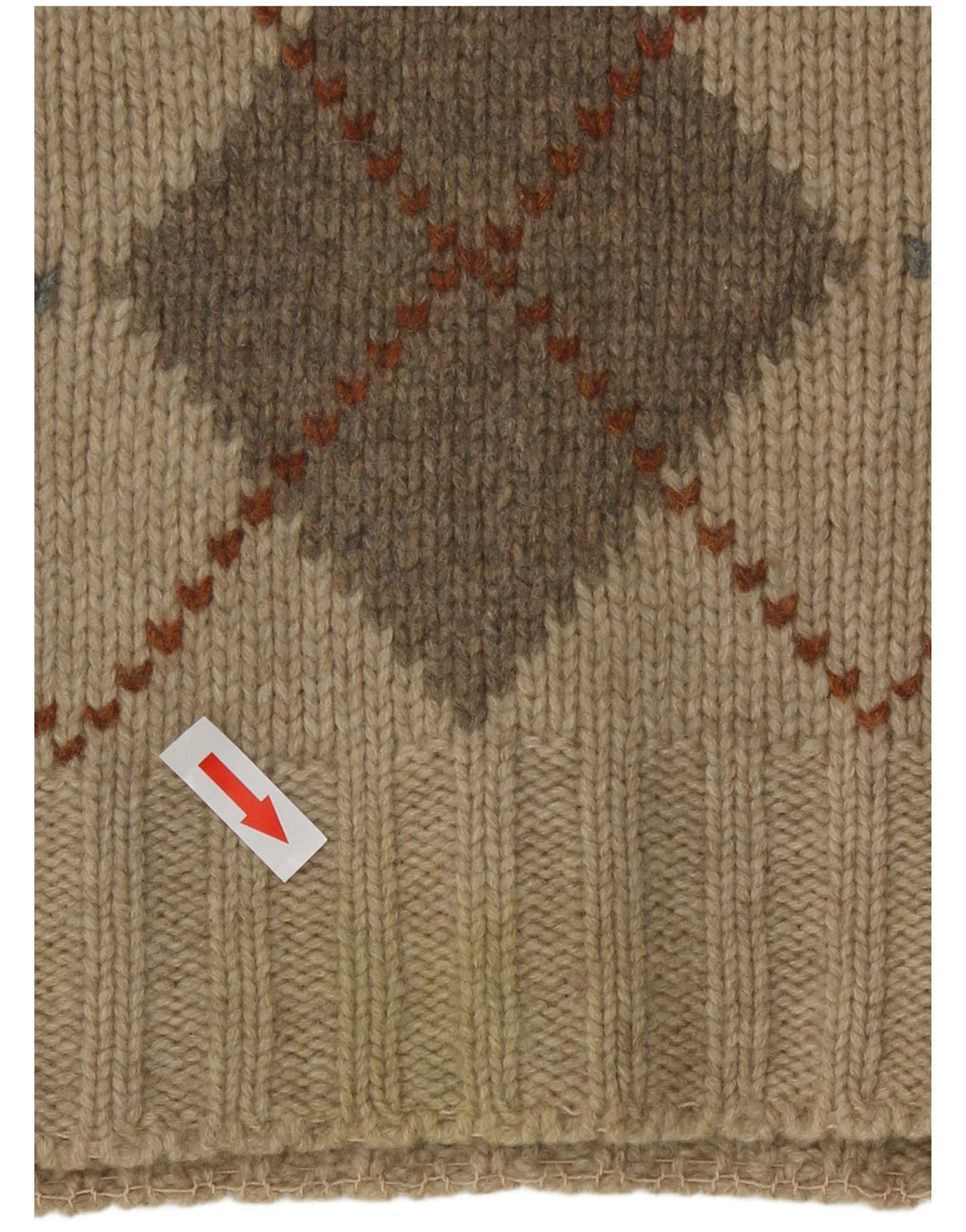 Henry Cottons Herre Crew Neck Jumper Sweater Medium Beige Argyle/Diamond