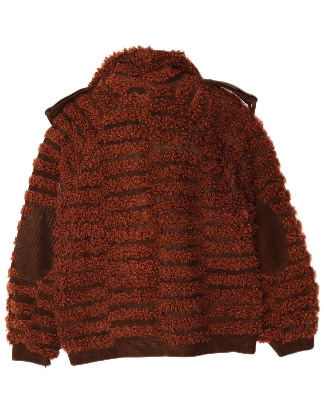 VINTAGE Bomberjakke til kvinder UK 16 Stor brun stribet