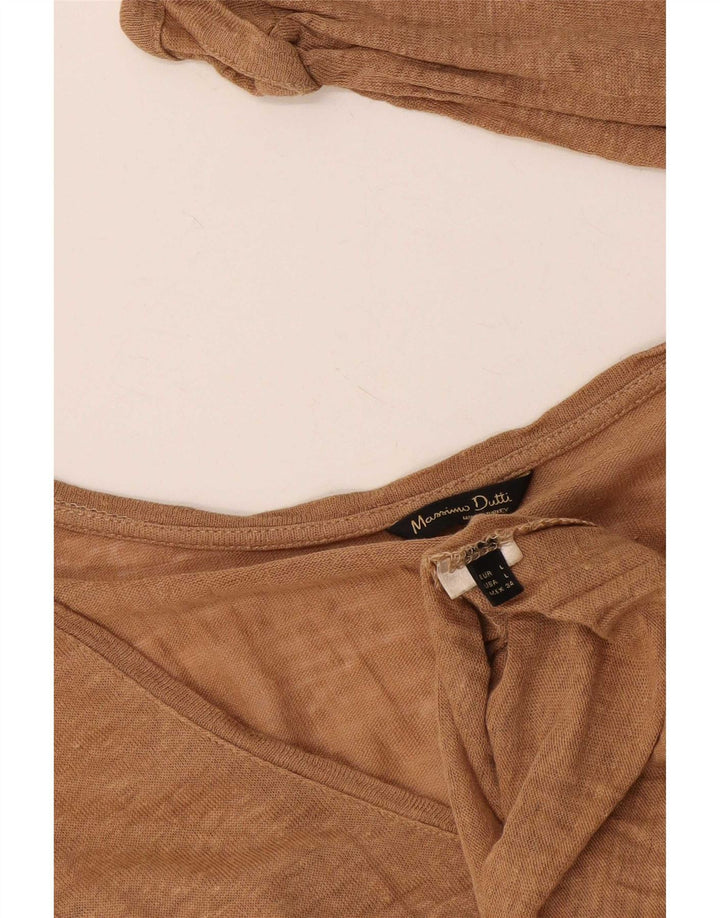 Massimo Dutti Dame Top Langærmet UK 14 Stor Brun Flecked