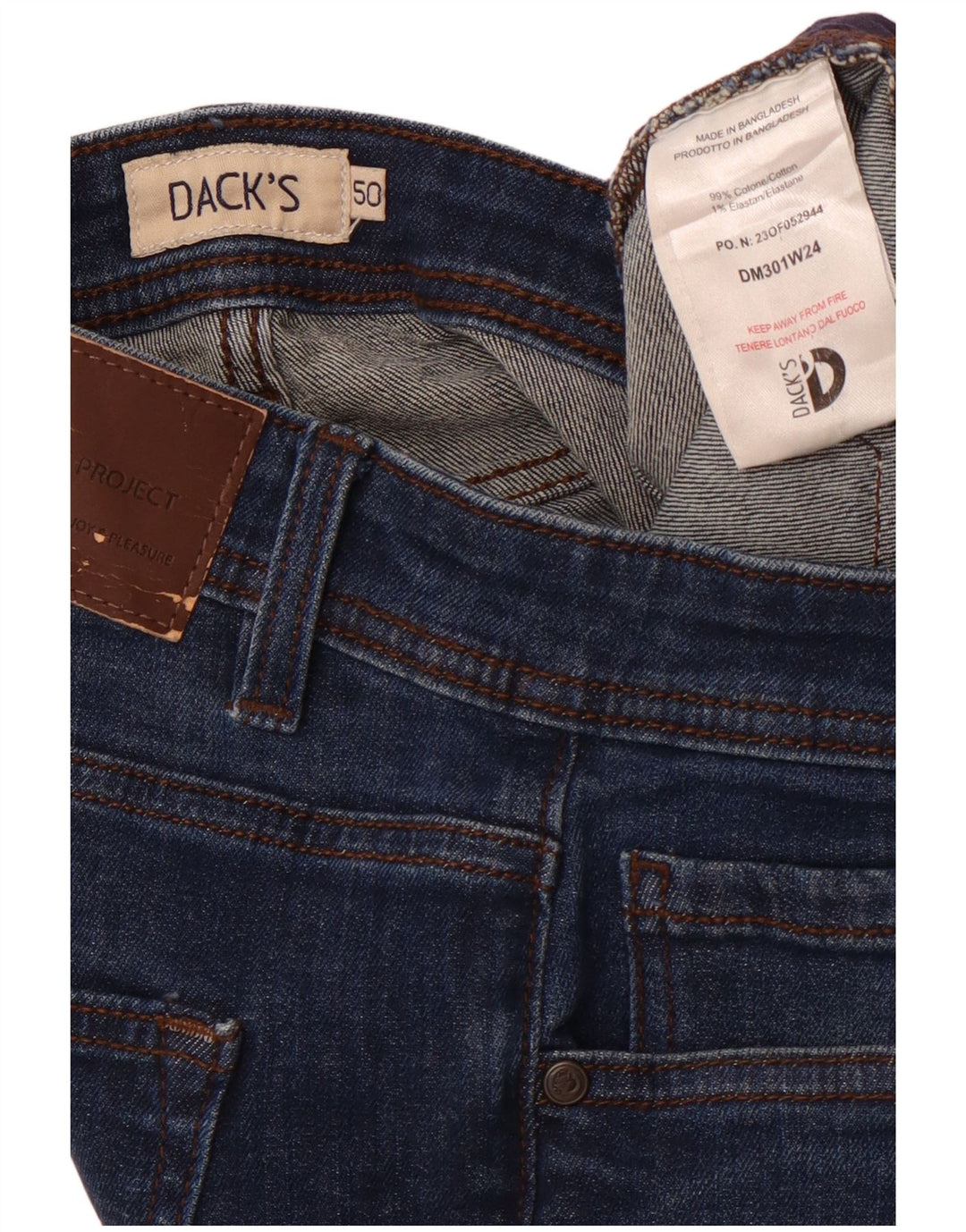 DACK'S Straight Jeans til mænd IT 50 Large W34 L31 Marineblå Bomuld