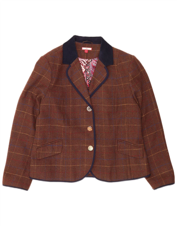 Joe Browns Dame 3-knaps blazerjakke UK 18 XL brun ternet polyester