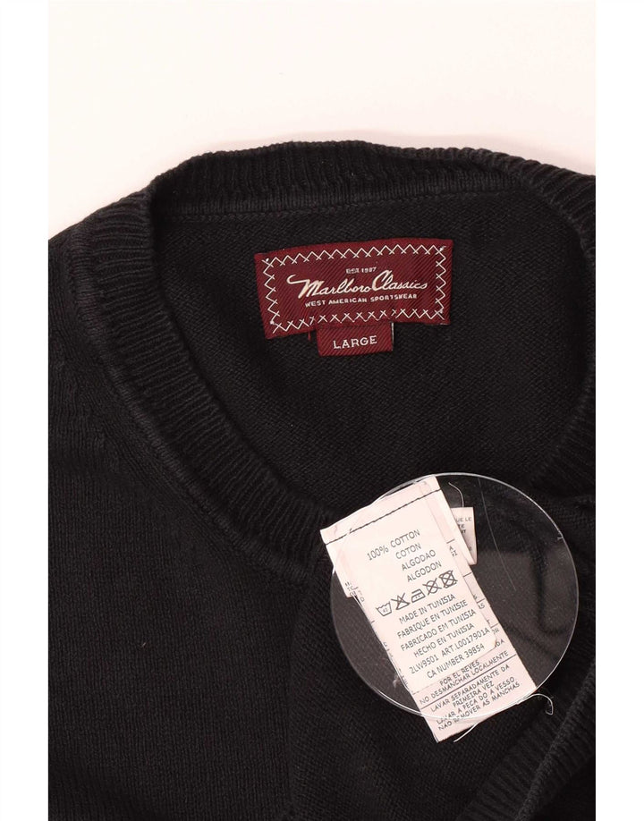 Marlboro Classics Herre Crew Neck Jumper Sweater Stor Sort Bomuld