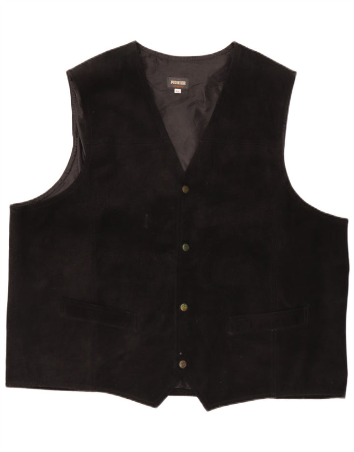 Pionier herre ruskind vest 4XL sort