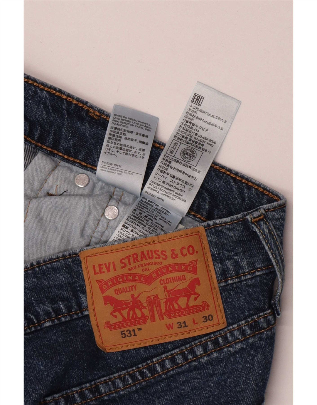 Levi's Herre 531 Slim Jeans W31 L30 Blå Bomuld