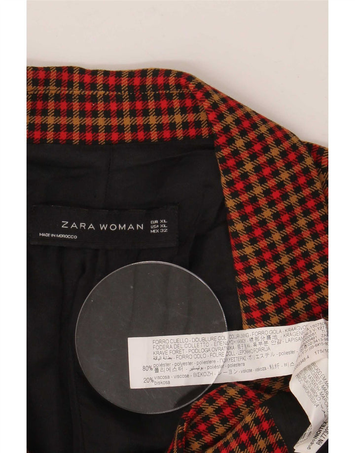 Zara Dame 2-knaps blazerjakke UK 18 XL Flerfarvet ternet polyester