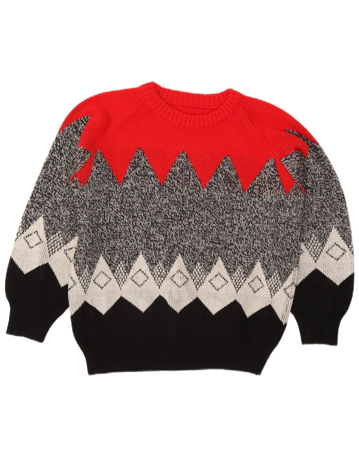 Vintage Dame Crew Neck Jumper Sweater UK 16 Large Multicolor