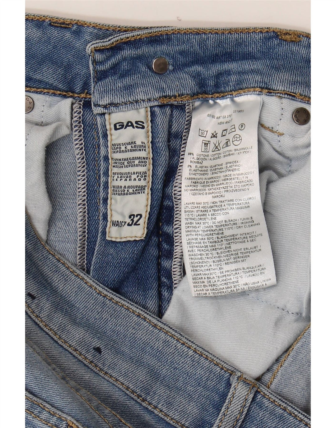 GAS Womens Denim Shorts W32 Large  Blue Cotton Vintage Gas and Second-Hand Gas from Messina Hembry 