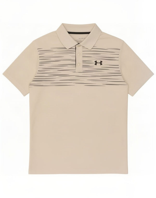 Under Armour Boys Heat Gear Polo Shirt 13-14 år XL Hvid nålestribe