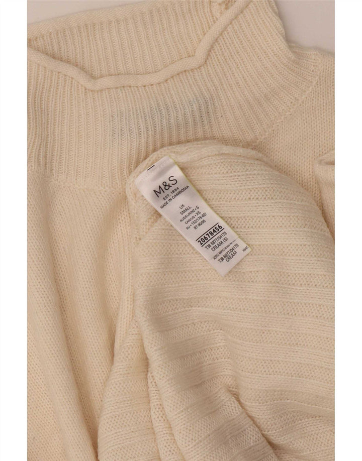 Marks & Spencer Dame Turtle Neck Jumper Sweater UK 10 Small Beige
