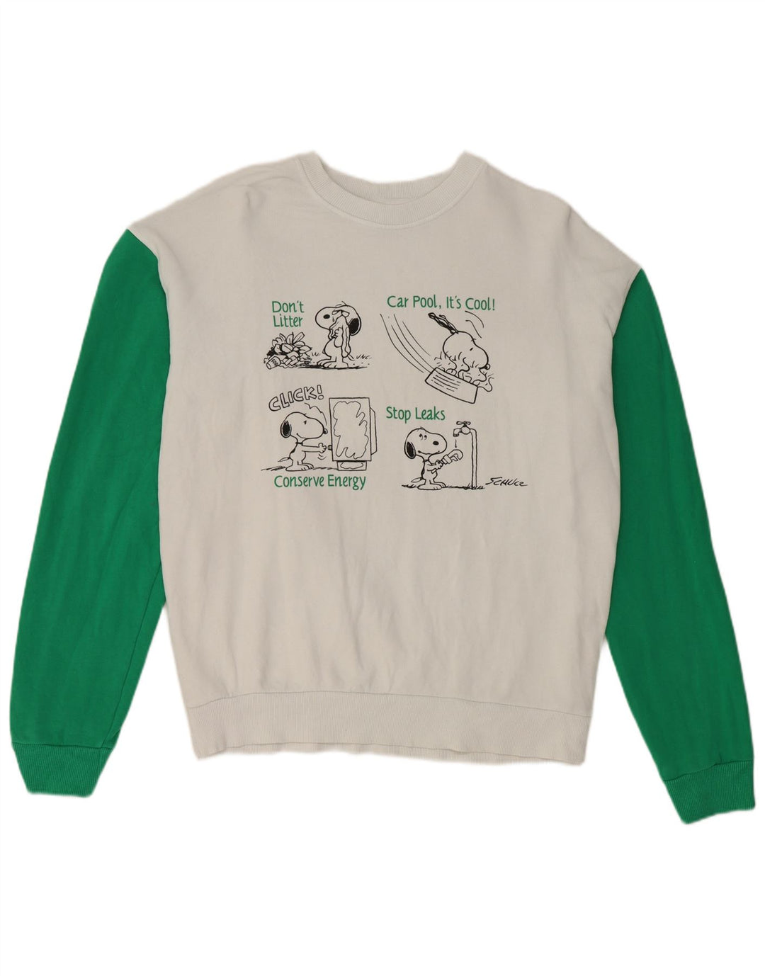 Benetton Herre Peanuts Graphic Sweatshirt Jumper Medium White Colourblock