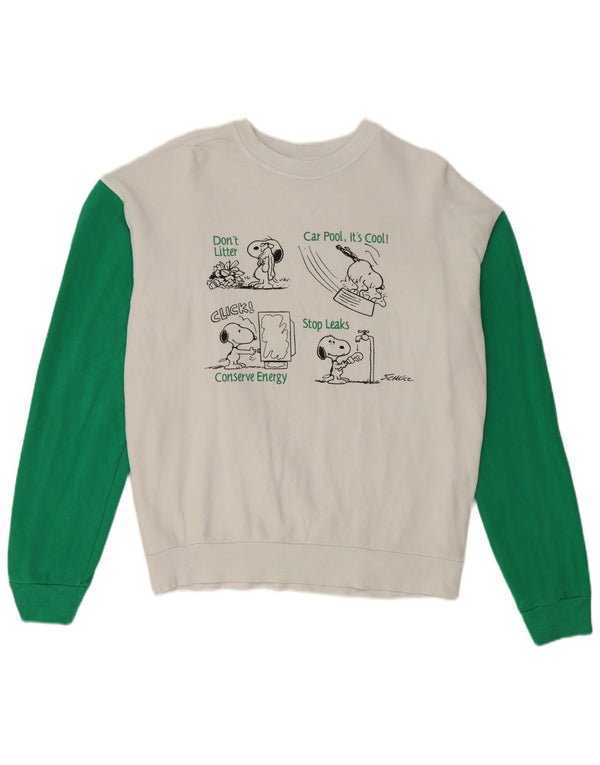 Benetton Herre Peanuts Graphic Sweatshirt Jumper Medium White Colourblock
