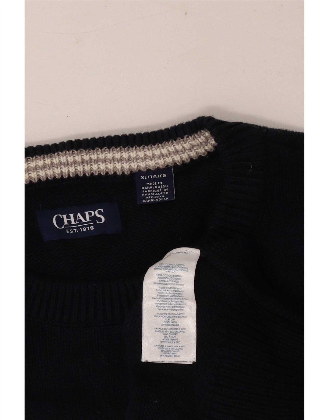 Chaps Herre Boat Neck Jumper Sweater XL Navy Blue Bomuld