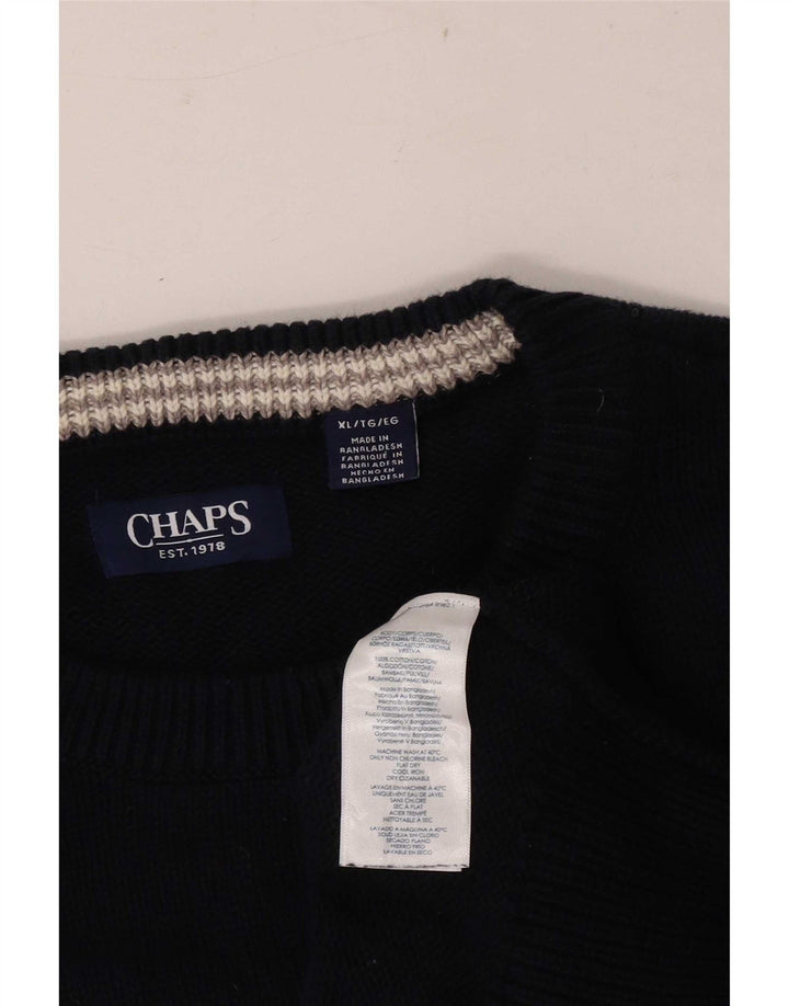 Chaps Herre Boat Neck Jumper Sweater XL Navy Blue Bomuld