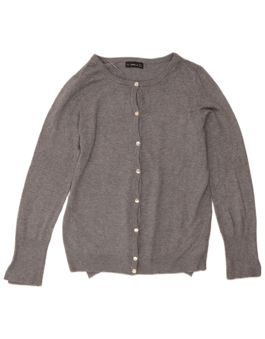 Zara Dame Cardigan Sweater UK 14 Large Grå Viscose