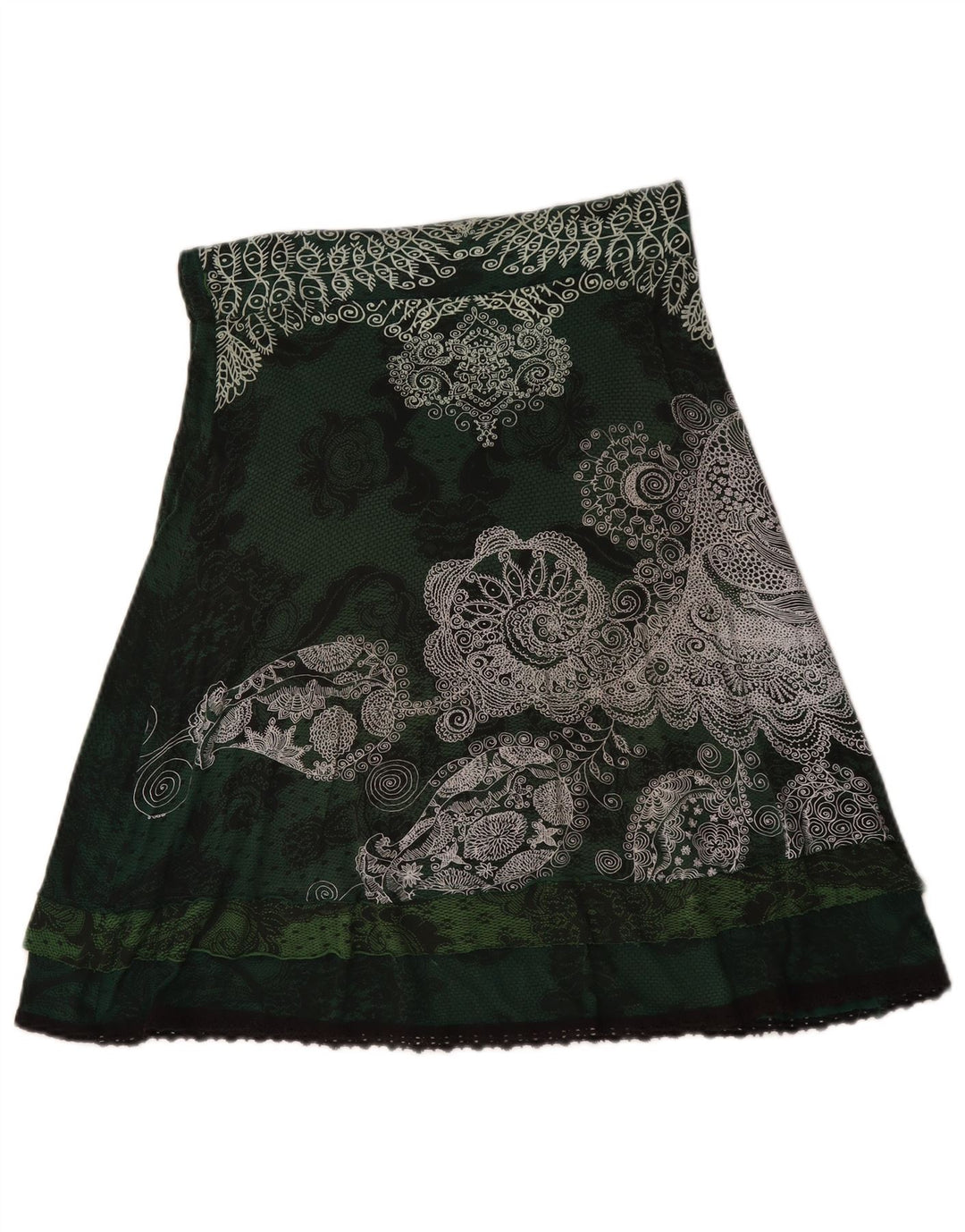 Desigual Dame A-Line nederdel Medium W30 Grøn Blomster