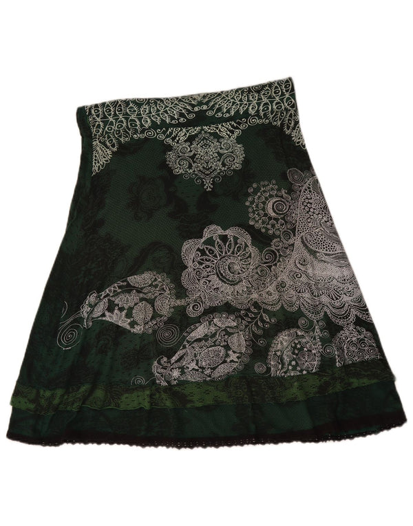 Desigual Dame A-Line nederdel Medium W30 Grøn Blomster