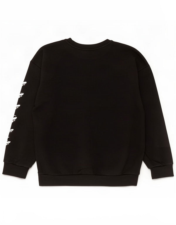 Adidas Womens Graphic Oversized Sweatshirt Jumper UK 10 Small Black Cotton