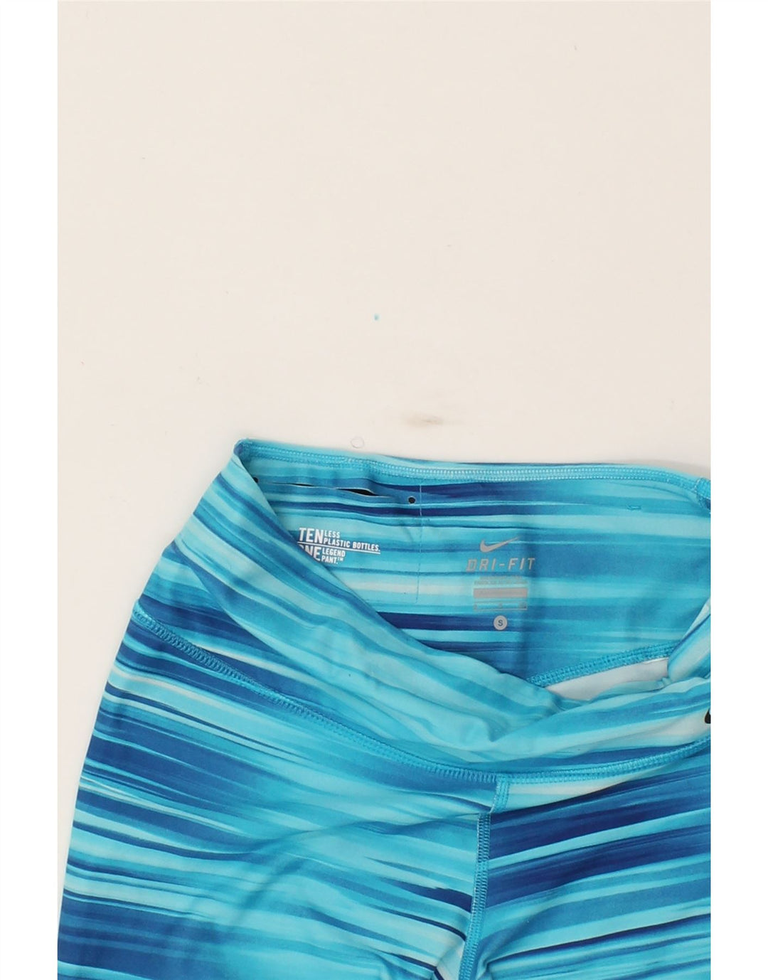 NIKE Womens Dri Fit Capri Leggings UK 10 Small  Blue Striped Polyester Vintage Nike and Second-Hand Nike from Messina Hembry 
