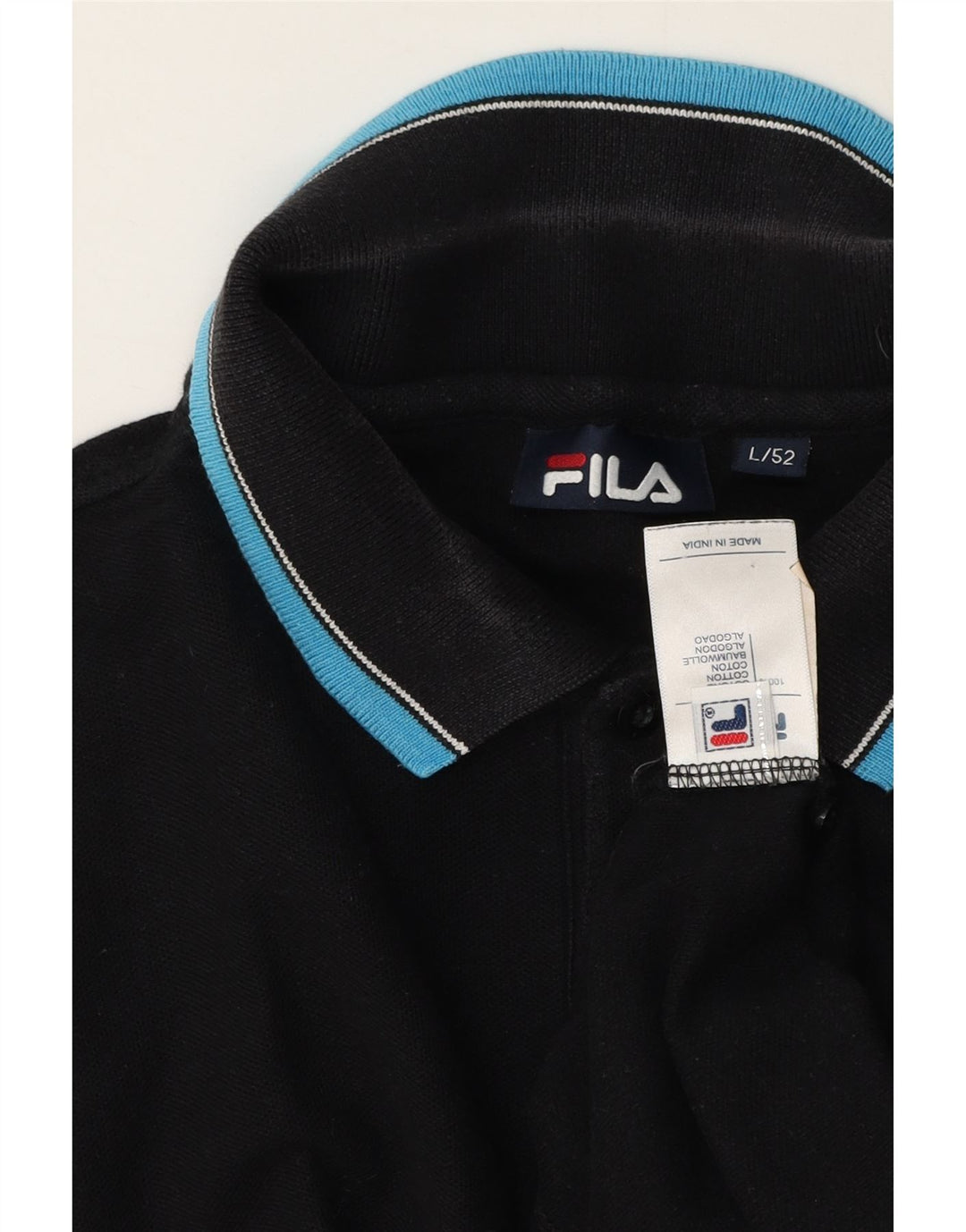 Fila Herre Polo Shirt IT 52 Stor Sort Bomuld