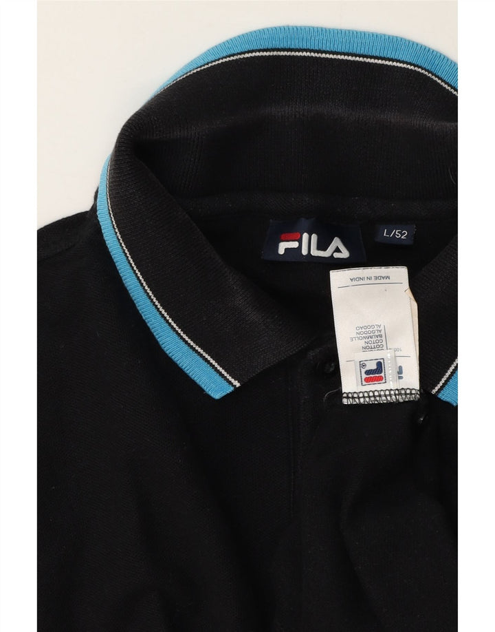 Fila Herre Polo Shirt IT 52 Stor Sort Bomuld
