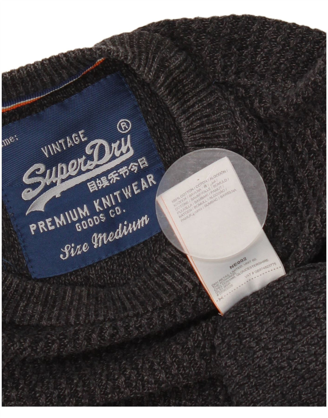 Superdry Herre sweater med rund hals, mellemgrå bomuld