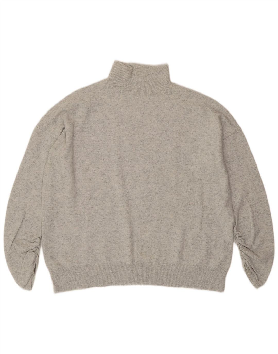 MINT FLØJEL Dame Turtle Neck Jumper Sweater UK 14 Medium Grey Flecked