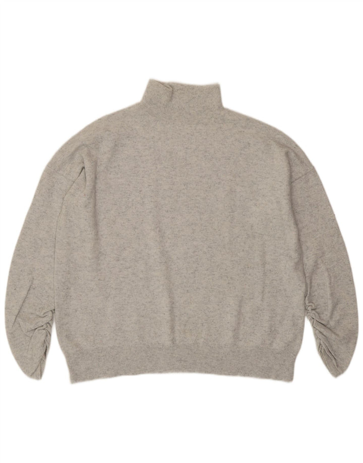 MINT FLØJEL Dame Turtle Neck Jumper Sweater UK 14 Medium Grey Flecked