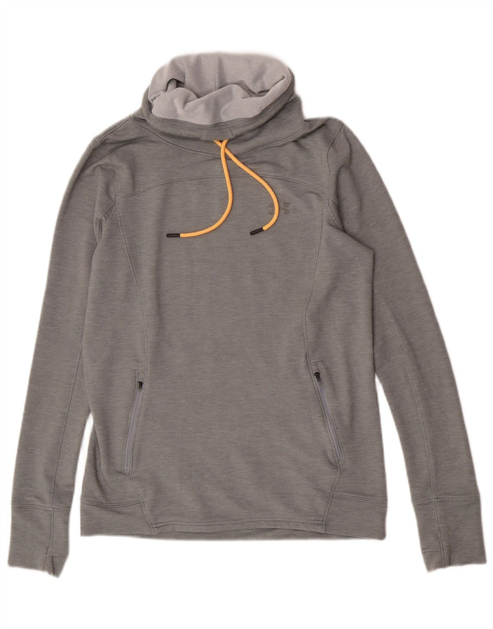 Under Armour Dame Roll Neck Sweatshirt Jumper UK 14 Medium Grey Flecked