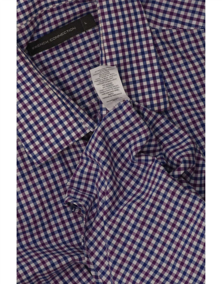 French Connection Herre Regular Fit Skjorte Large Blue Gingham Cotton