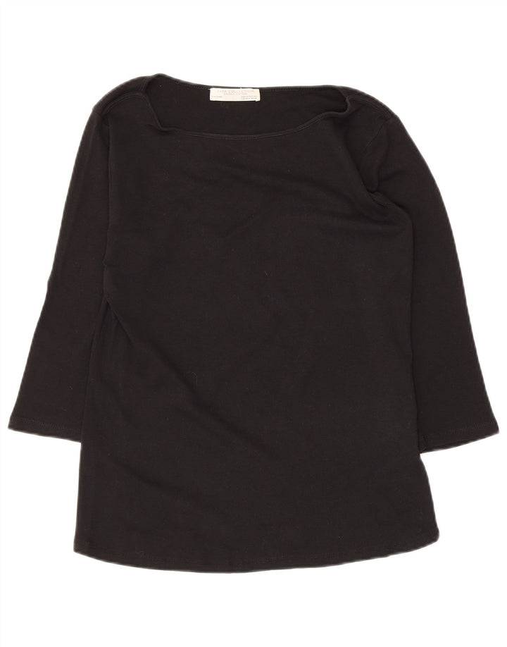 ZARA Womens Top 3/4 Sleeve UK 12 Medium Black