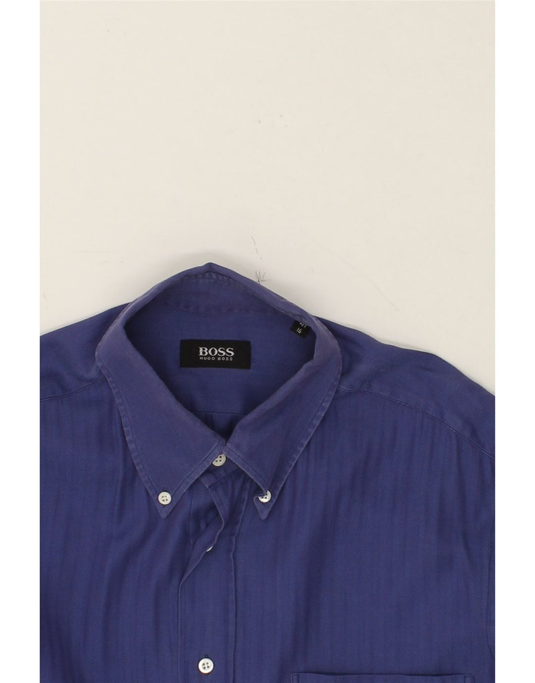 HUGO BOSS Mens Shirt Size 41 16 Large Navy Blue Cotton Vintage Hugo Boss and Second-Hand Hugo Boss from Messina Hembry 