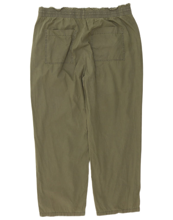 Marks & Spencer Kvinder Højtaljede Loose Fit Bukser UK 18 XL W38 L28 Khaki