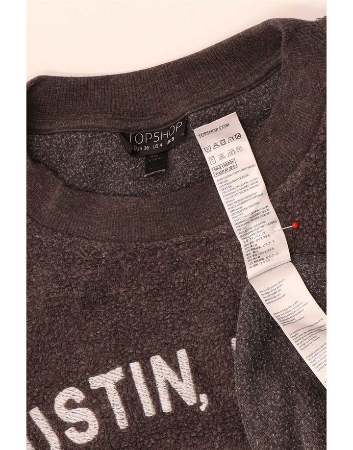 Topshop Dame Grafisk Oversized Fleece Jumper UK 8 Lille brun polyester