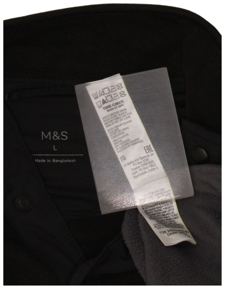 Marks & Spencer Herre Button Neck Fleece Jumper Stor Grå Colourblock