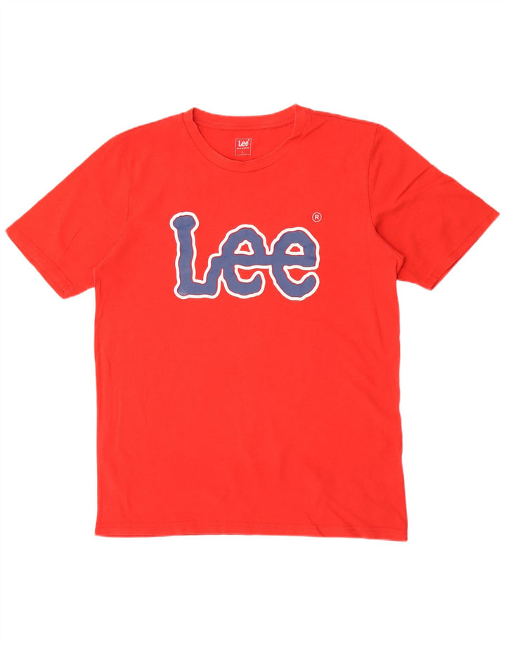 Lee Herre Grafisk T-Shirt Top Stor Rød Bomuld