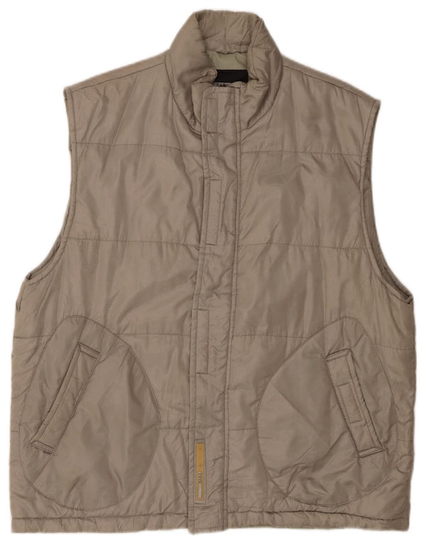 Zara Herre Polstret Gilet UK 42 XL Khaki Polyester