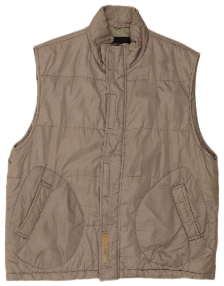 Zara Herre Polstret Gilet UK 42 XL Khaki Polyester