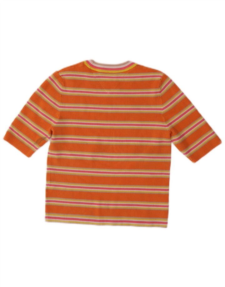 TOMMY HILFIGER Womens Crop Crew Neck Jumper Sweater UK 12 Medium Orange