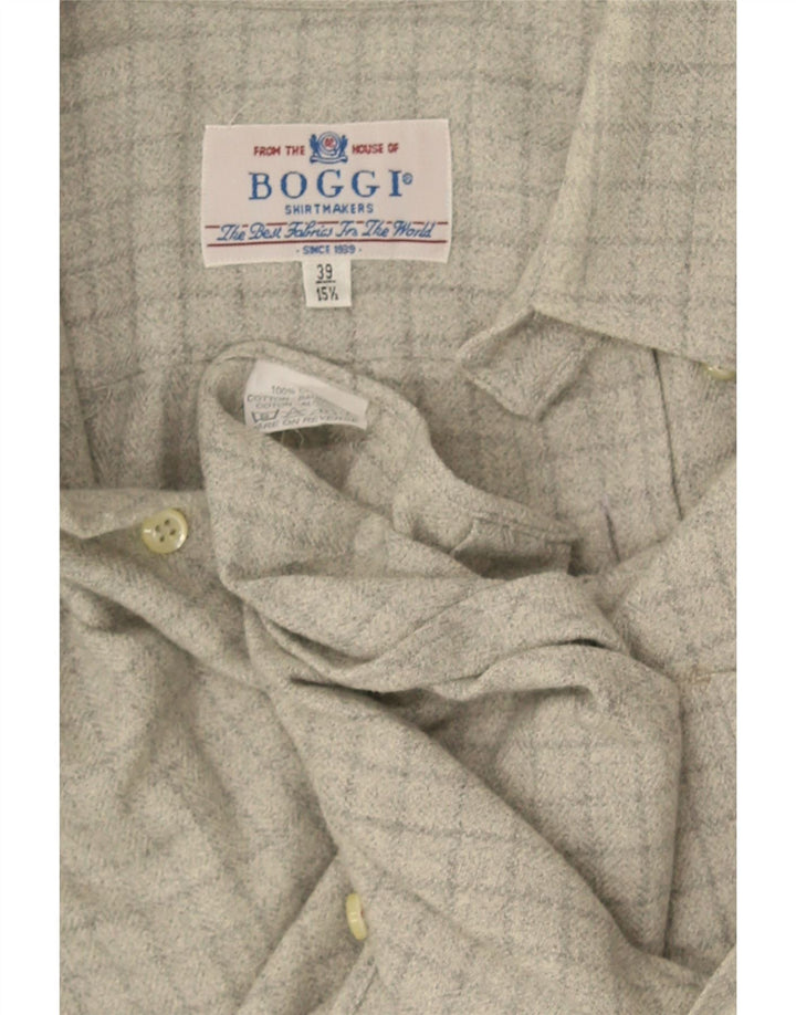 Boggi Flanelskjorte herre str. 39 15 1/2 Medium Grey Ternet Bomuld