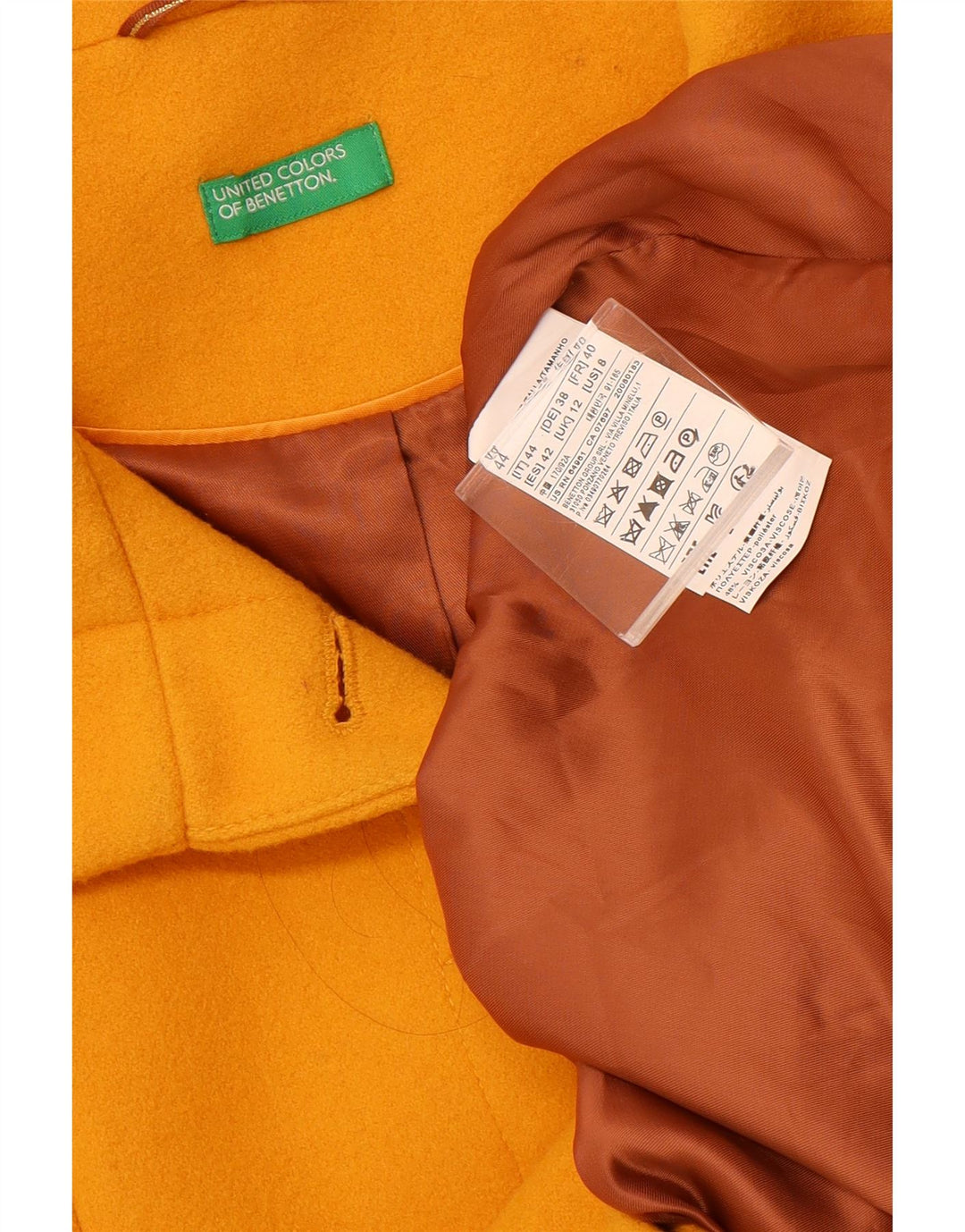 BENETTON Womens Utility Jacket UK 12 Medium  Yellow Wool