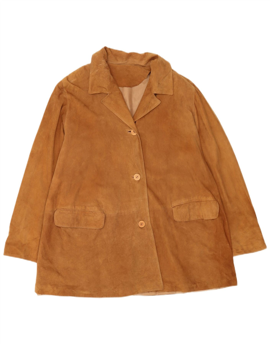 Conbipel Dame Ruskindsjakke IT 44 Medium Beige Læder