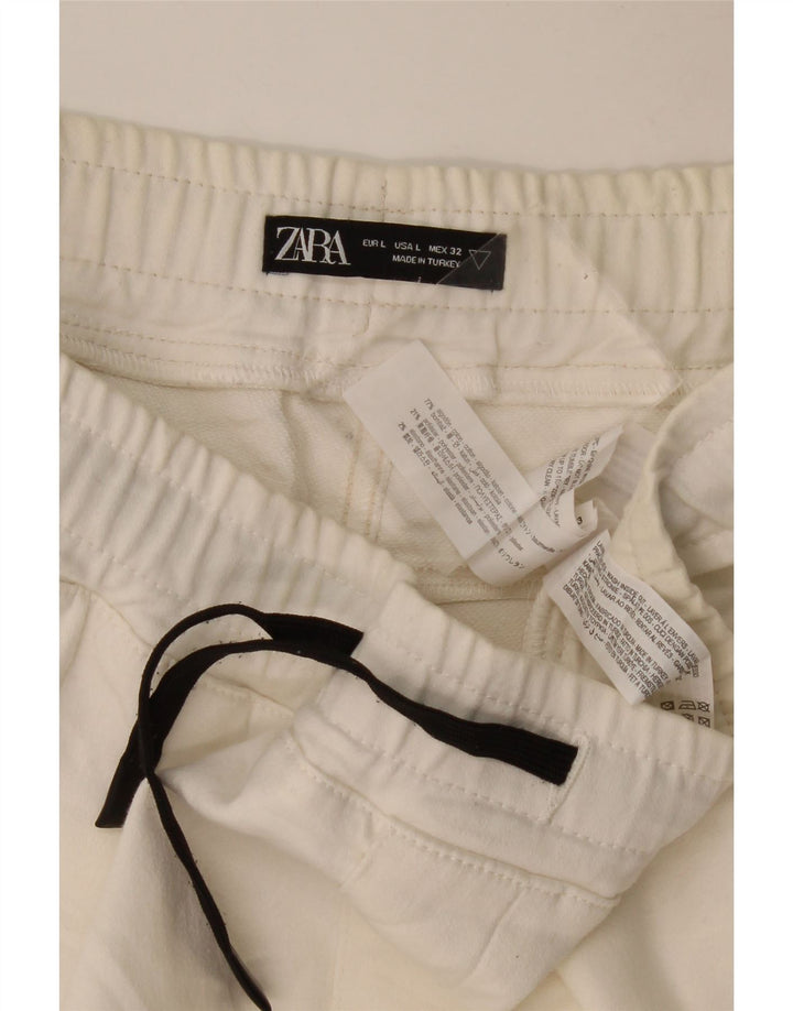 Zara Herre Sportshorts Large Off White Bomuld
