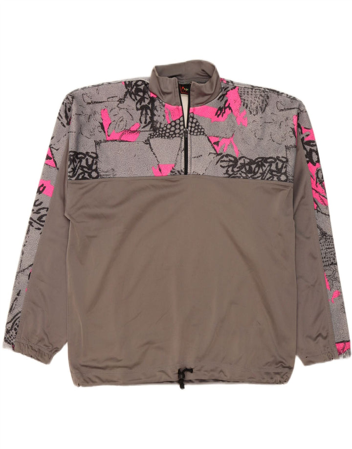 MAUNA KEA Mens Abstract Pattern Zip Neck Pullover Tracksuit Top XL Grey Vintage Mauna Kea and Second-Hand Mauna Kea from Messina Hembry 