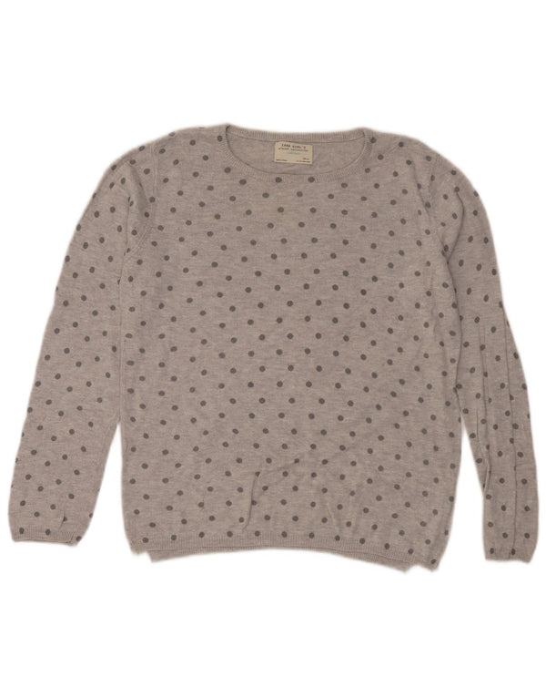 Zara Pige Boat Neck Jumper Sweater 13-14 År Grå Polka Dot