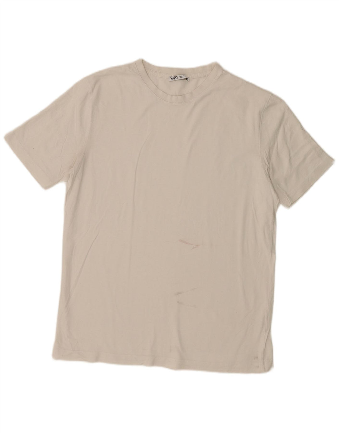 Zara Herre T-Shirt Top Medium Hvid Bomuld