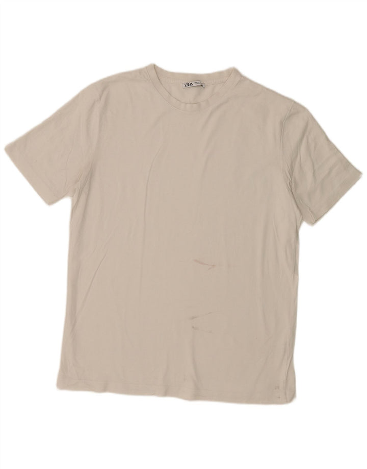 Zara Herre T-Shirt Top Medium Hvid Bomuld
