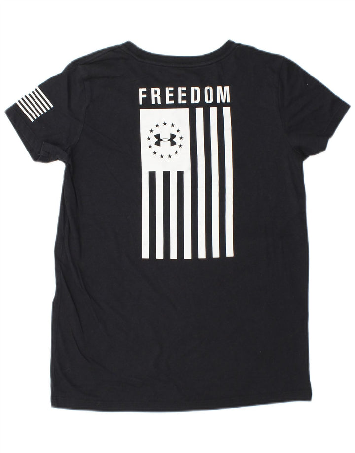 UNDER ARMOUR Grafisk T-shirt top til kvinder UK 6 XS Sort Stribet