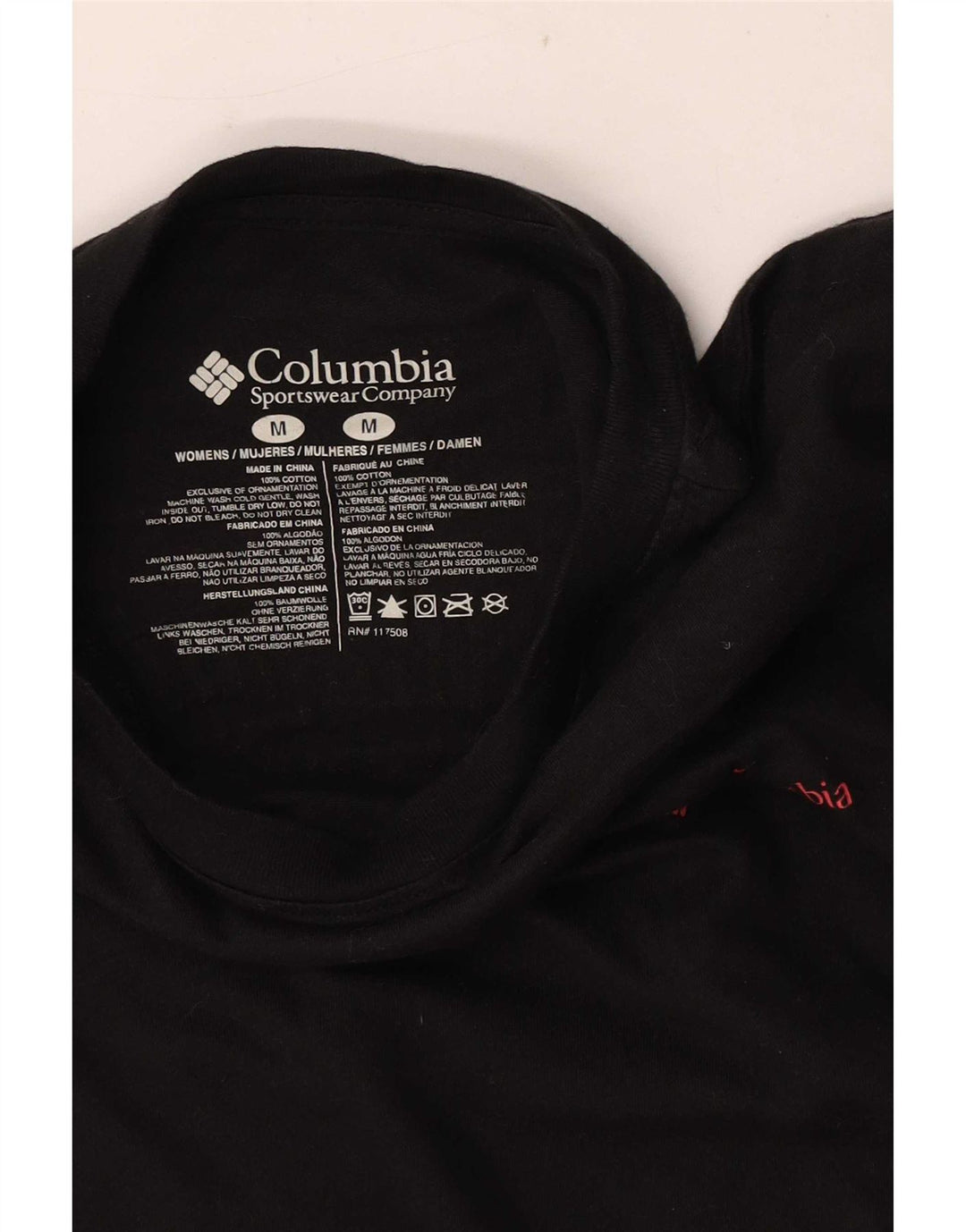 Columbia Womens Grafisk T-Shirt Top UK 14 Medium Sort Bomuld