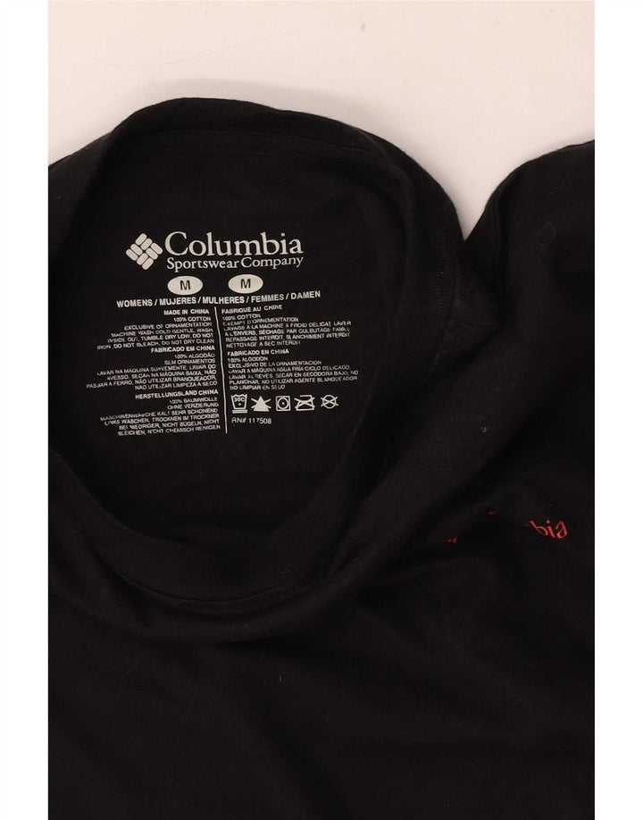Columbia Womens Grafisk T-Shirt Top UK 14 Medium Sort Bomuld